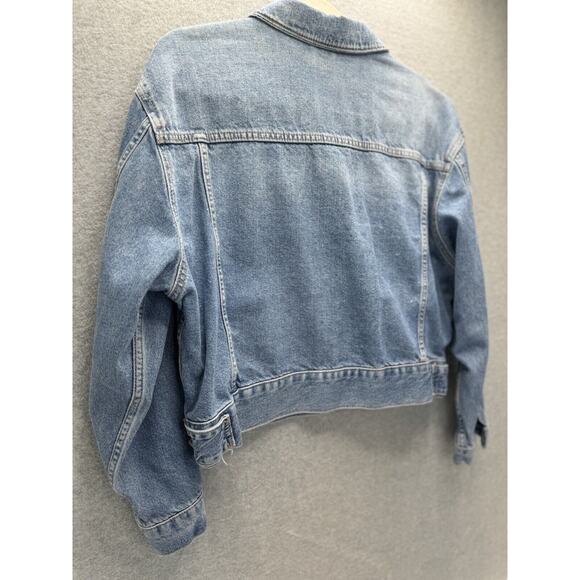 TOPSHOP MOTO MEDIUM WASH WOMEN'S DENIM TRUCKER JEAN JACKET Sz US 6 INNER POCKETS - Picture 8 of 13